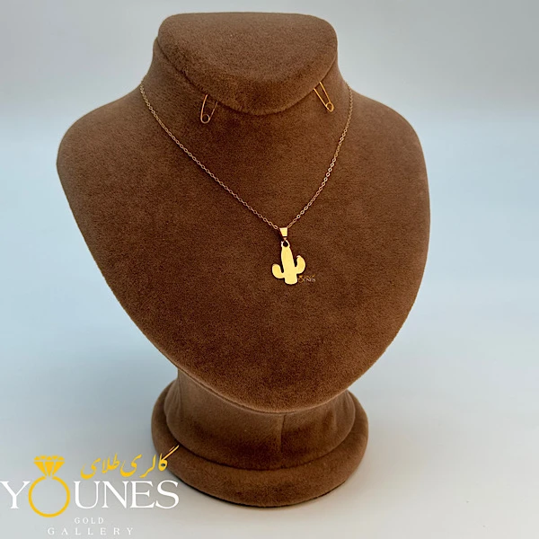 آویز کاکتوس طلا لیزری